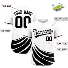 White Black Graffiti Wind Mark Baseball Jersey 2