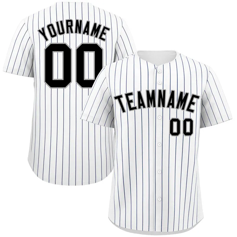 White Black Gray Bull Stripe Baseball Jersey