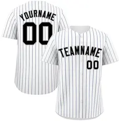 White Black Gray Bull Stripe Baseball Jersey 1