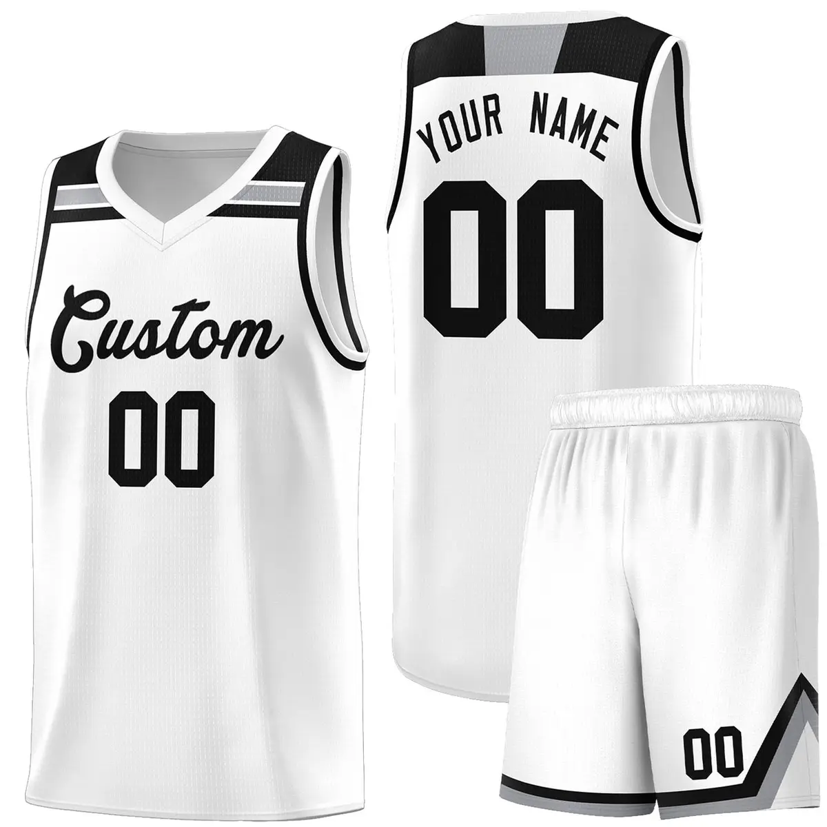 White Black-Gray Classic Basketball Jersey