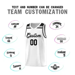 White Black-Gray Classic Basketball Jersey 3