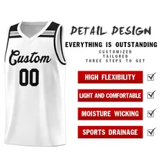 White Black-Gray Classic Basketball Jersey 4
