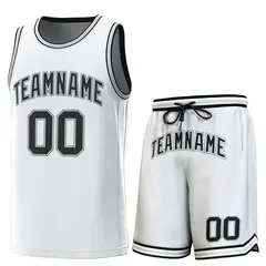 White Black-Gray Classic Sets Basketball Jersey 1