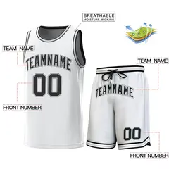 White Black-Gray Classic Sets Basketball Jersey 2