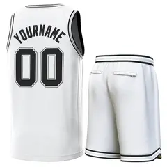 White Black-Gray Classic Sets Basketball Jersey 3