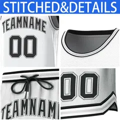White Black-Gray Classic Sets Basketball Jersey 6