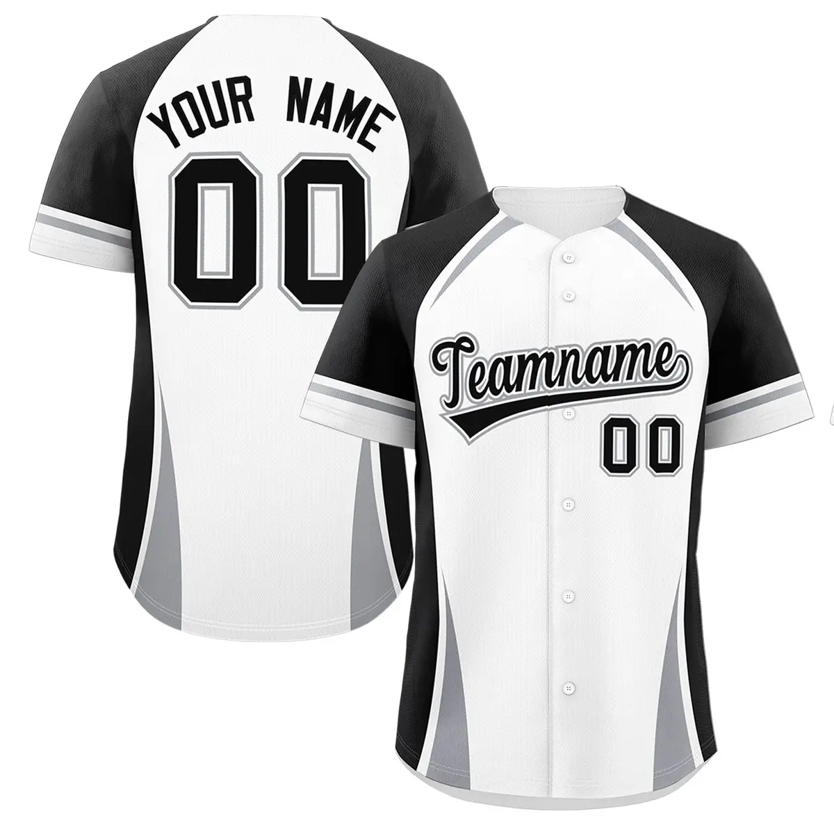 White Black-Gray Color Block Authentic Baseball Jersey