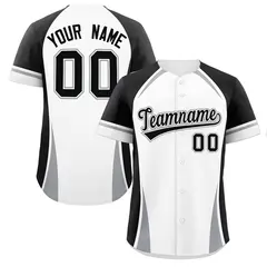 White Black-Gray Color Block Authentic Baseball Jersey