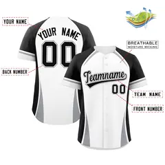 White Black-Gray Color Block Authentic Baseball Jersey 2