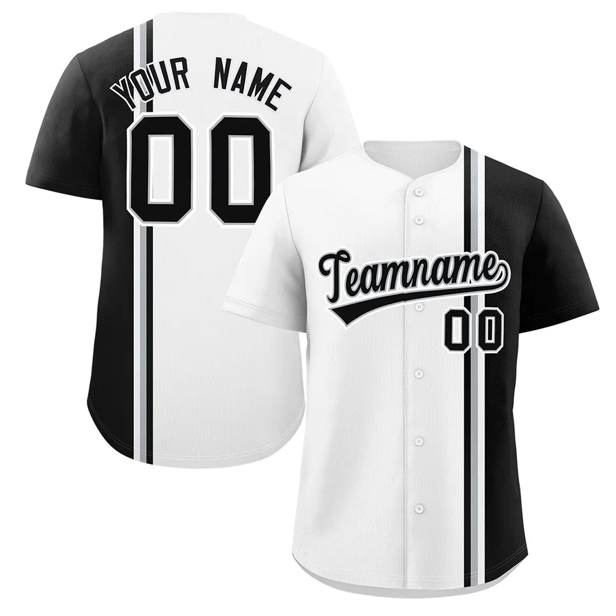 White Black-Gray Color Block Authentic Baseball Jersey