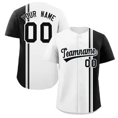 White Black-Gray Color Block Authentic Baseball Jersey