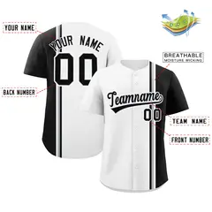 White Black-Gray Color Block Authentic Baseball Jersey 2