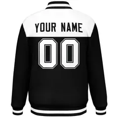 White Black-Gray Color Block Lettermen Baseball Jacket 4