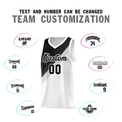 White Black Gray Diagonal Stripes Color Block Basketball Jersey 4