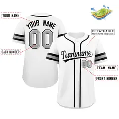 White Black-Gray Full-Button Classic Baseball Jersey 2