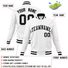 White Black-Gray Full-Snap Varsity Letterman Jacket 4