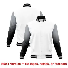 White Black Gray Gradient Varsity Raglan Letterman Jacket 7