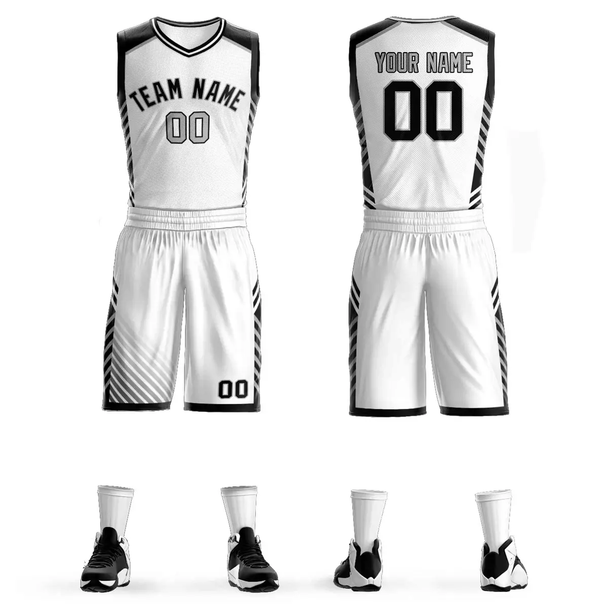 White Black-Gray Graffiti Bar Element Basketball Jersey