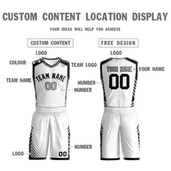White Black-Gray Graffiti Bar Element Basketball Jersey 3