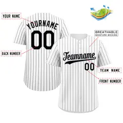 White Black Gray Hook Stripe Baseball Jersey 2