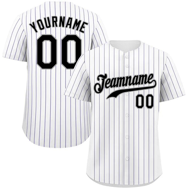 White Black Gray Hook Stripe Baseball Jersey