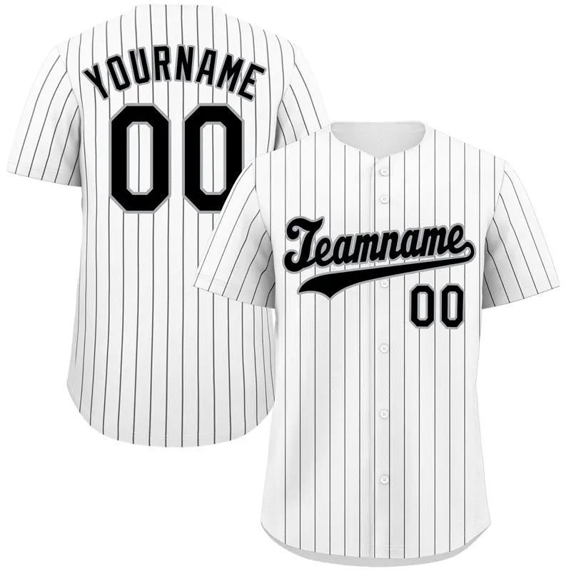 White Black Gray Hook Stripe Baseball Jersey