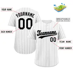 White Black Gray Hook Stripe Baseball Jersey 2
