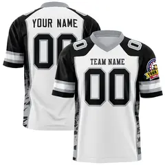 White Black-Gray Raglan Side Pattern Football Jersey 1