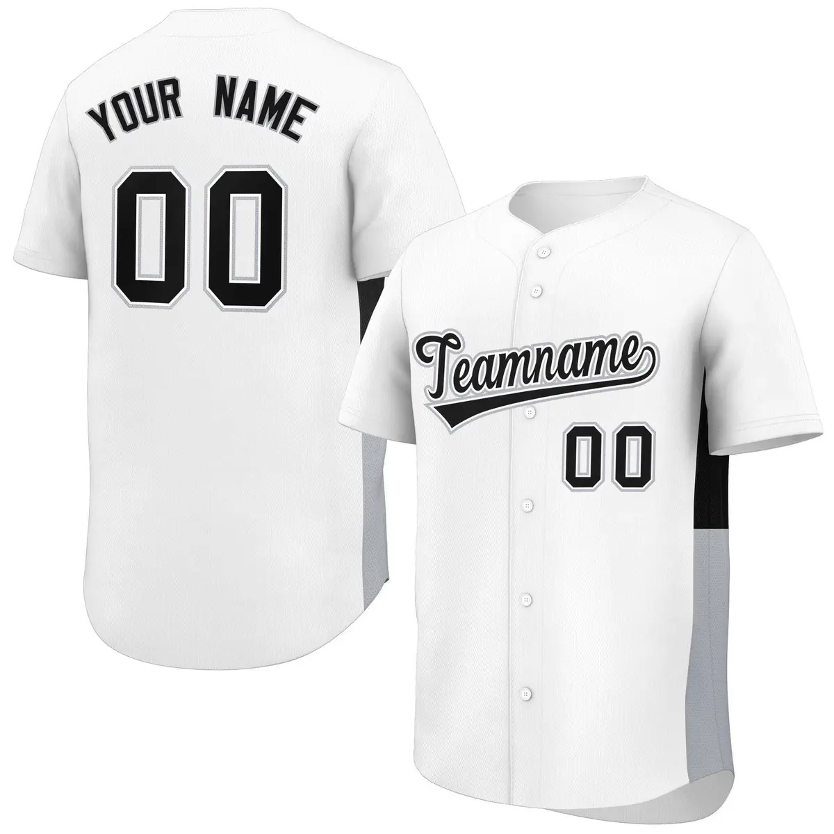 White Black-Gray Side Two-Tone Authentic Baseball Jersey