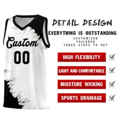 White Black-Gray Sparkle Pattern Basketball Kits 2