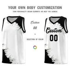 White Black-Gray Sparkle Pattern Basketball Kits 3