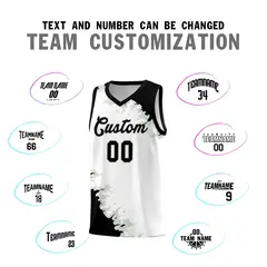 White Black-Gray Sparkle Pattern Basketball Kits 4