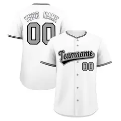 White Black Gray Stitched Baseball Jersey