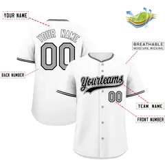 White Black Gray Baseball Jersey 2