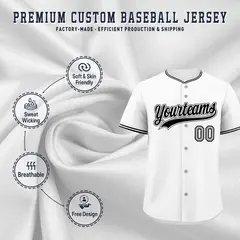 White Black Gray Baseball Jersey 3