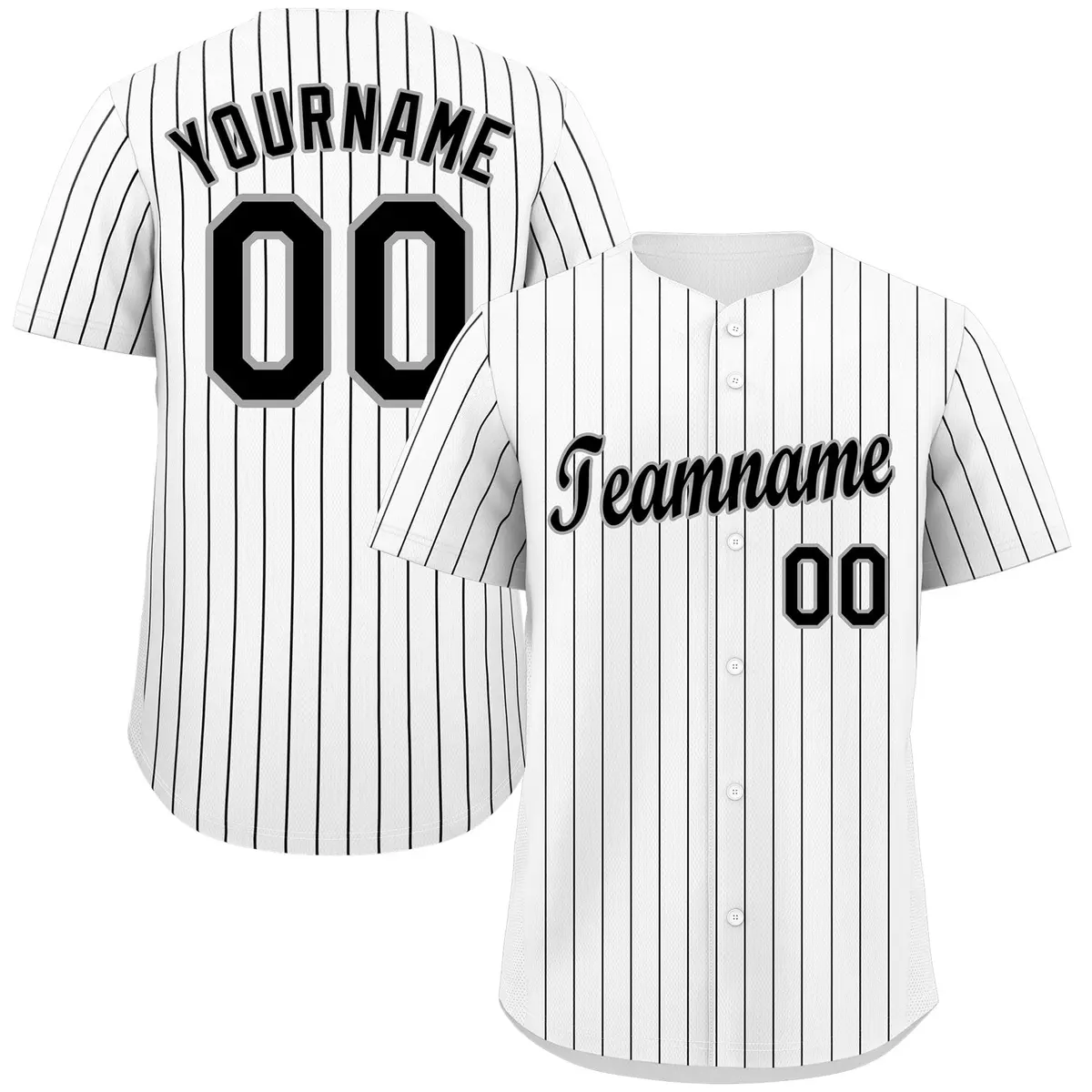 White Black-Gray Stripe Fashion Authentic Baseball Jersey