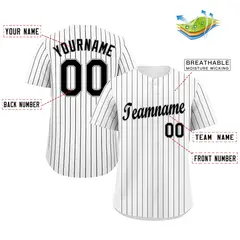 White Black-Gray Stripe Fashion Authentic Baseball Jersey 2