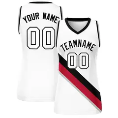White Black-Gray Thick Slash Mesh Basketball Jersey