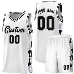 White Black-Gray Triangle Splicing Team Basketball Jersey 1
