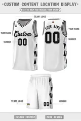 White Black-Gray Triangle Splicing Team Basketball Jersey 2