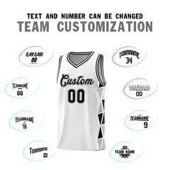 White Black-Gray Triangle Splicing Team Basketball Jersey 3