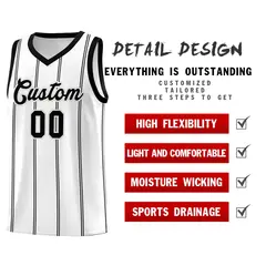 White Black Gray Vertical Stripes Basketball Jersey Set 2