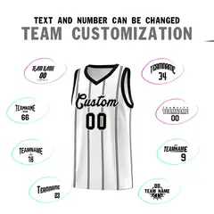 White Black Gray Vertical Stripes Basketball Jersey Set 4