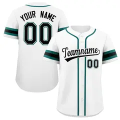 White Black-Green Full-Button Classic Baseball Jersey