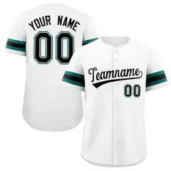 White Black-Green Full-Button Classic Baseball Jersey
