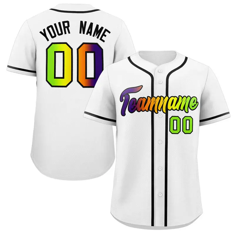 White Black-Green Gradient Fashion Authentic Baseball Jersey