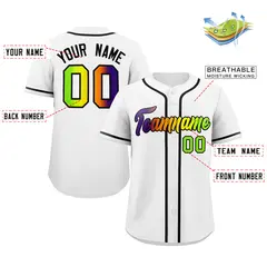 White Black-Green Gradient Fashion Authentic Baseball Jersey 2