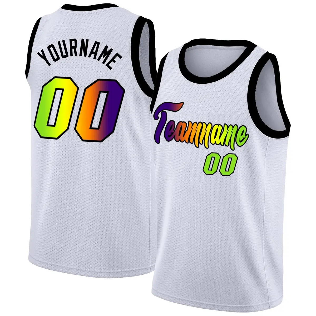 White Black Green Gradient Fashion Basketball Jersey