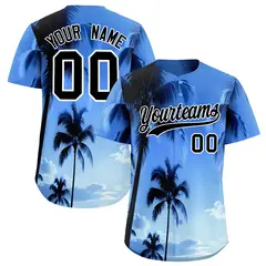 White Black Hawaiian Graffiti Palm Tree Baseball Jersey 1