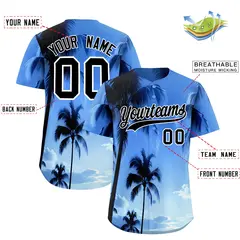 White Black Hawaiian Graffiti Palm Tree Baseball Jersey 2